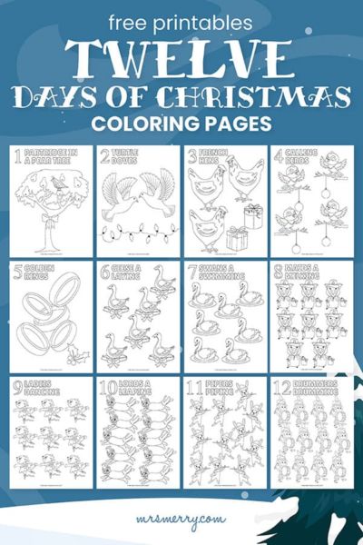 twelve days of christmas coloring pages for kids