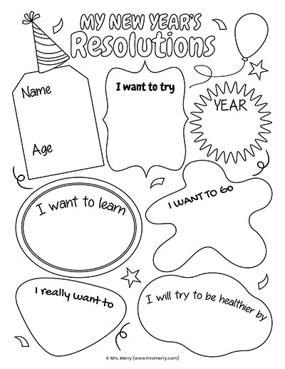 my new year's resolutions for school worksheets
