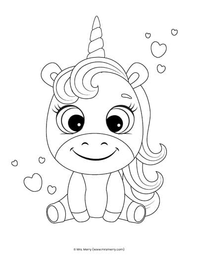 free baby unicorn coloring pages mrs. merry
