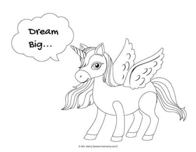 dream big unicorn printables coloring