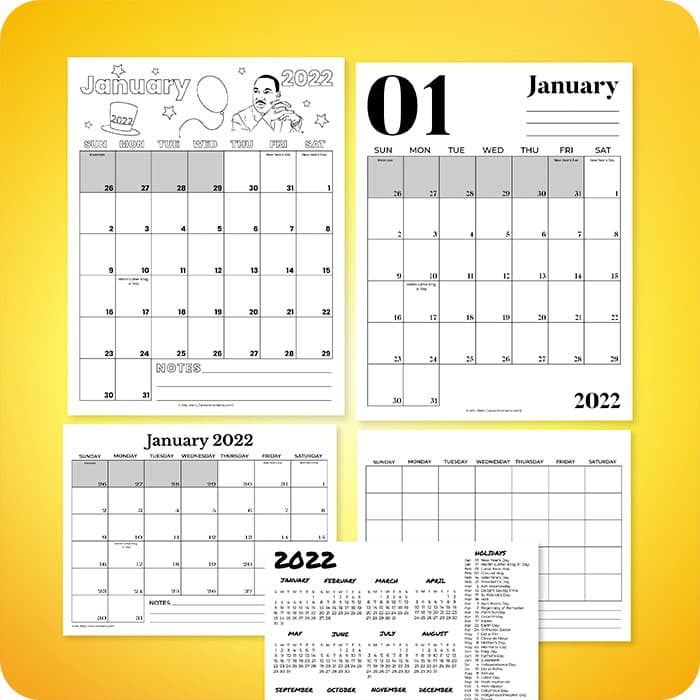calendar 2022 printable monthly calendars free
