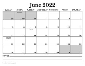 free horizontal printable calendar 2022