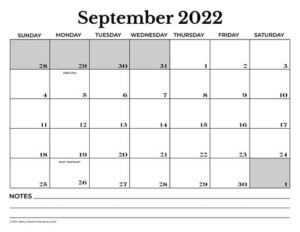free printable september monthly calendar