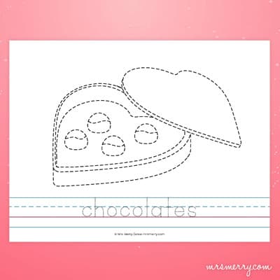 box of chocolates tracing worksheets toddlers
