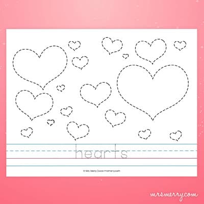 valentines day tracing printable mrs. merry