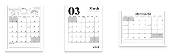 march 2022 calendar free printable