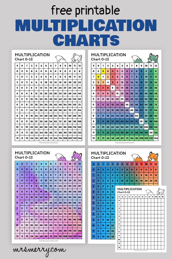 printable multiplication charts mrs. merry