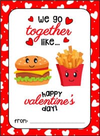 free valentine burger and fries printable