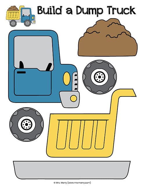 colored dump truck template mrs. merry
