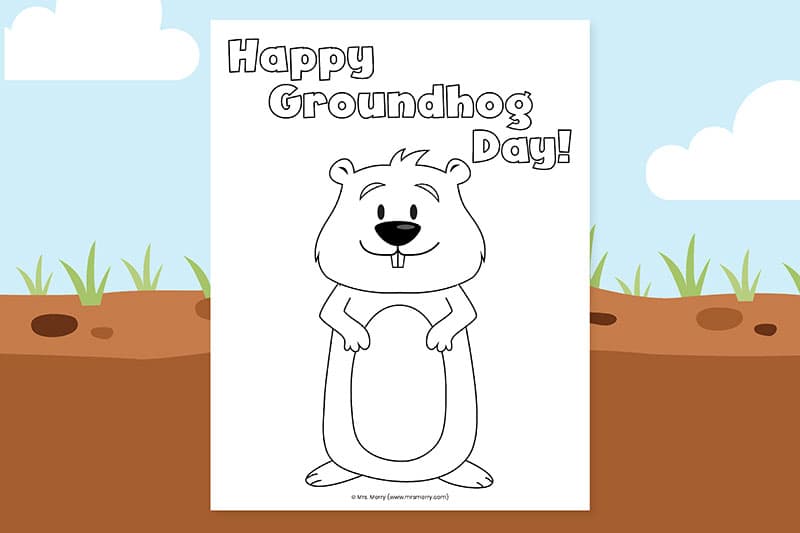 happy groundhog day coloring page