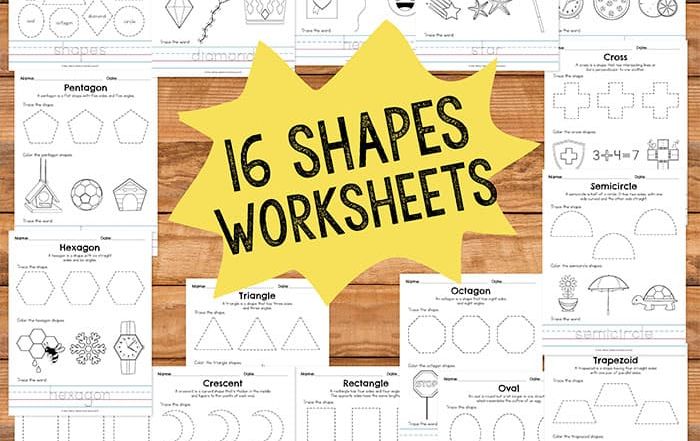 16 shapes worksheets for kindergarten