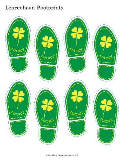 colored leprechaun footprints to cut out