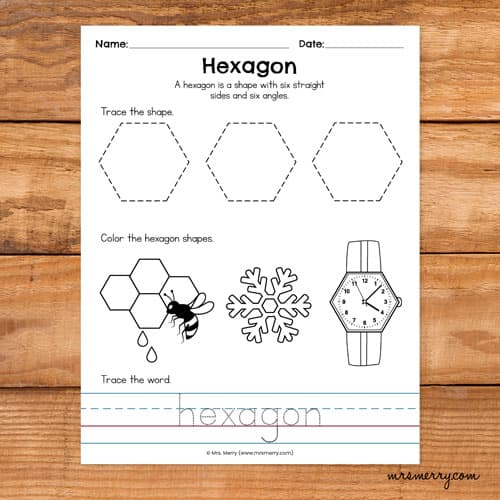 learn about hexagon worksheet