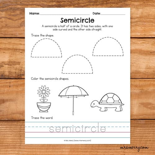 kindergarten tracing worksheets semicircle