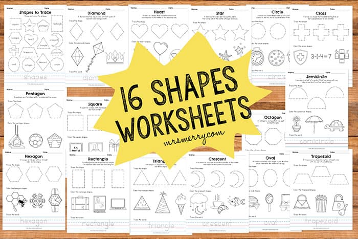 16 shape tracing worksheets