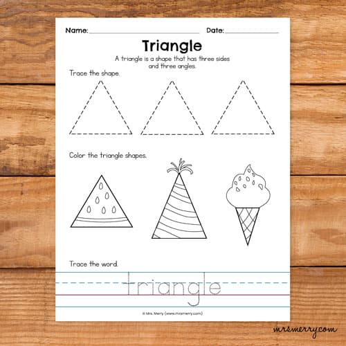 kindergarten triangle worksheet