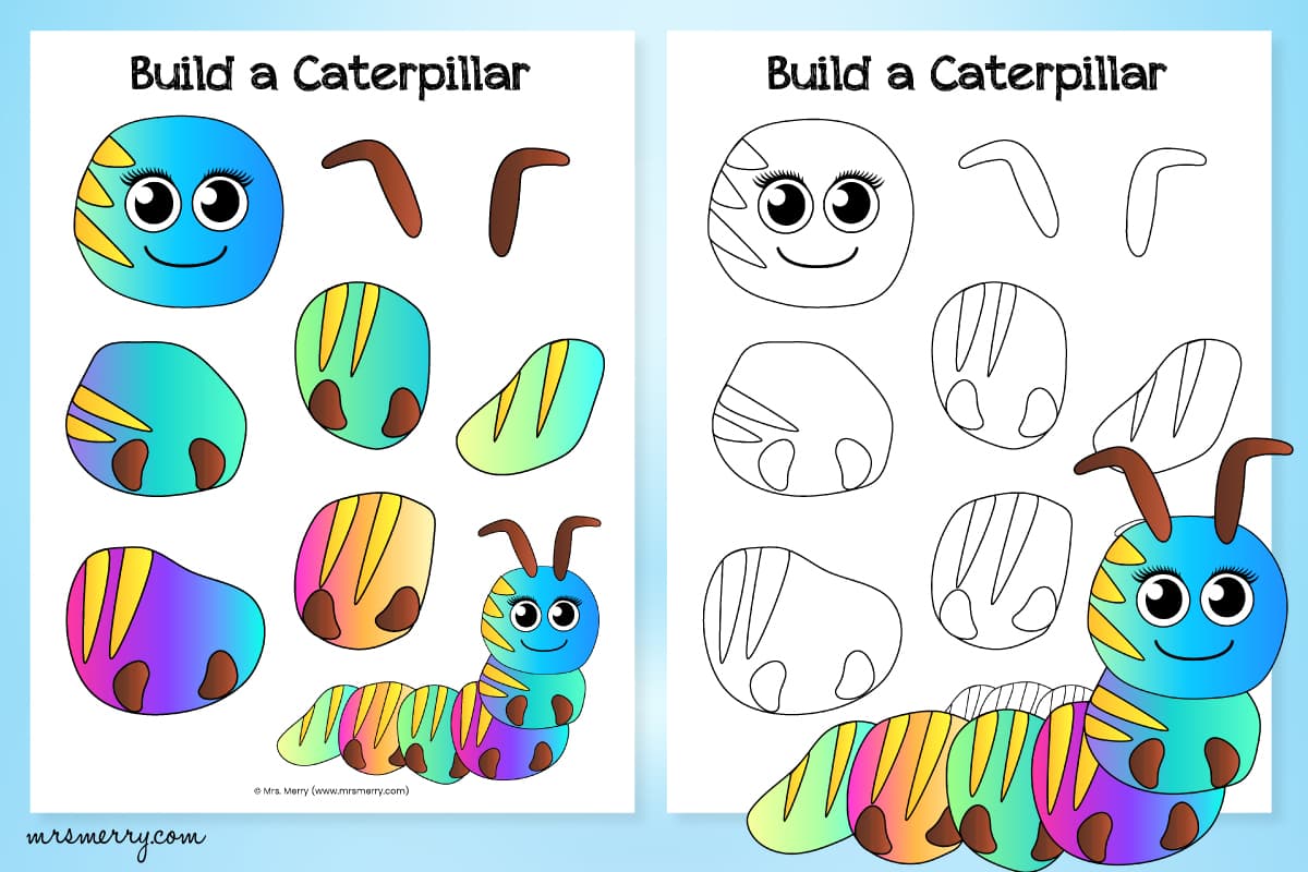 caterpillar template printable mrs. merry