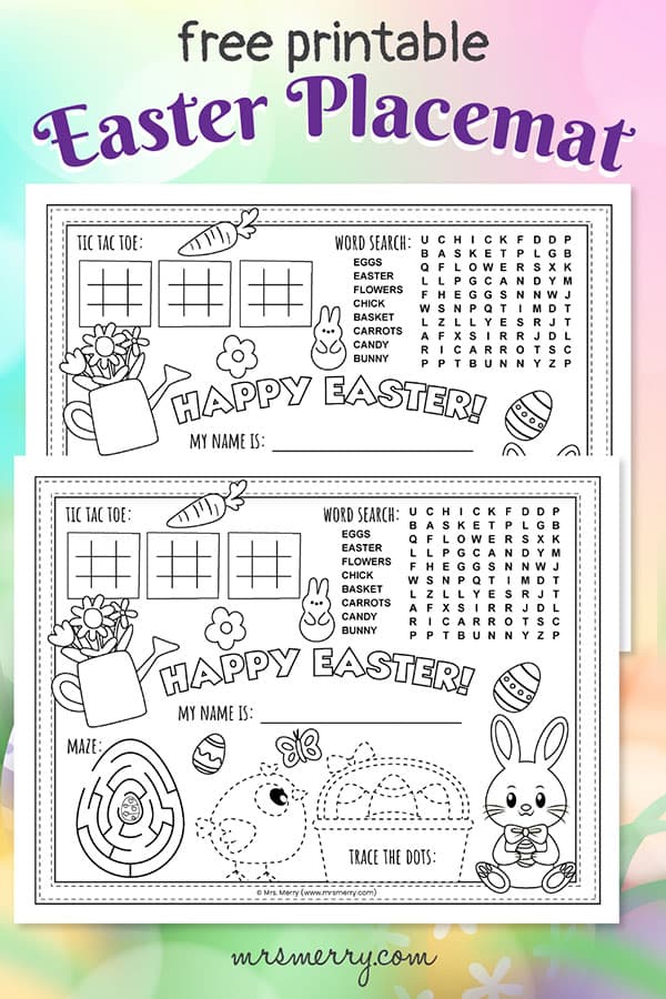 free printable Easter activities page