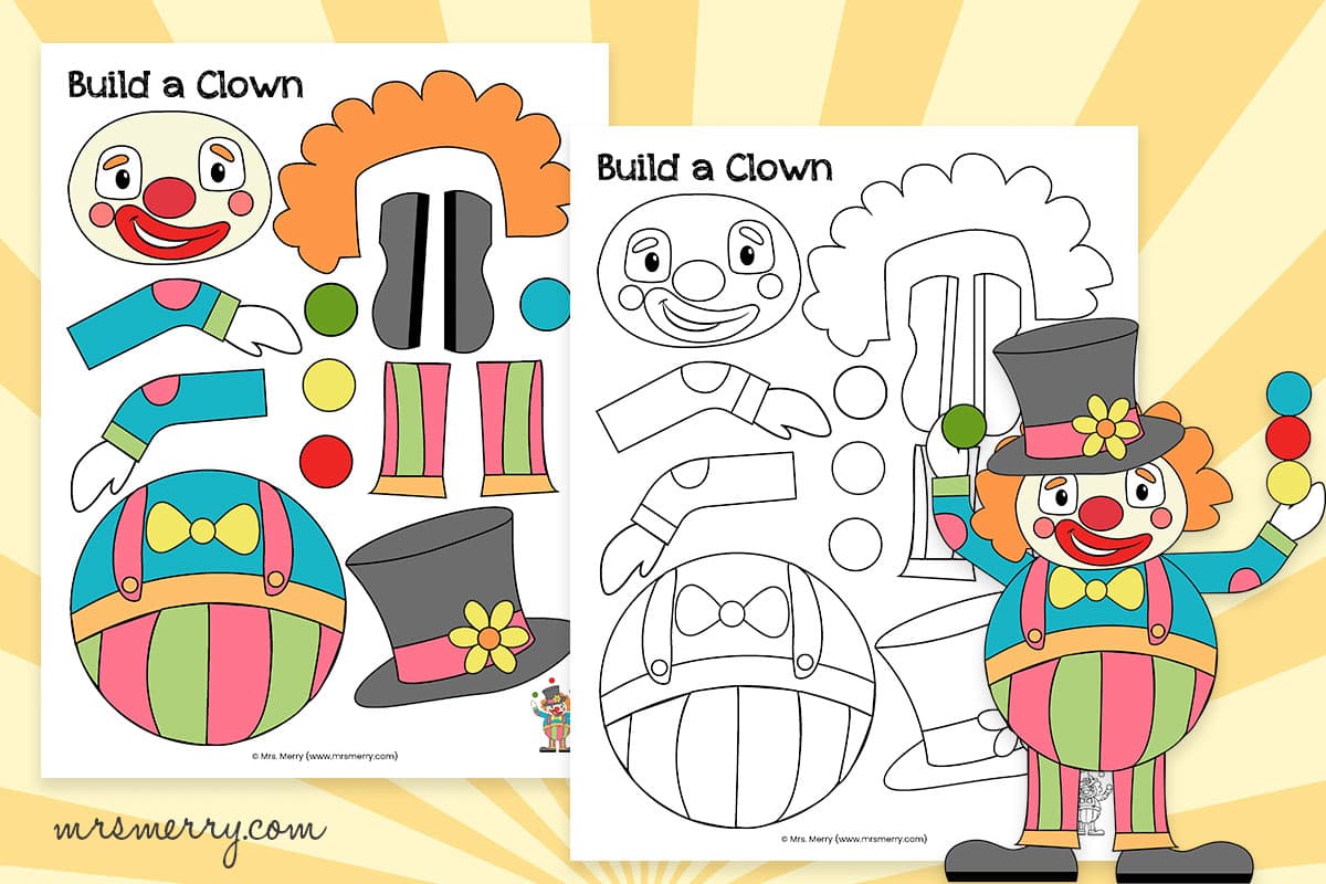 free printable clown craft template
