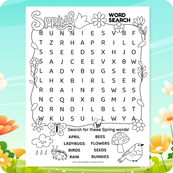 spring word search mrs. merry printable