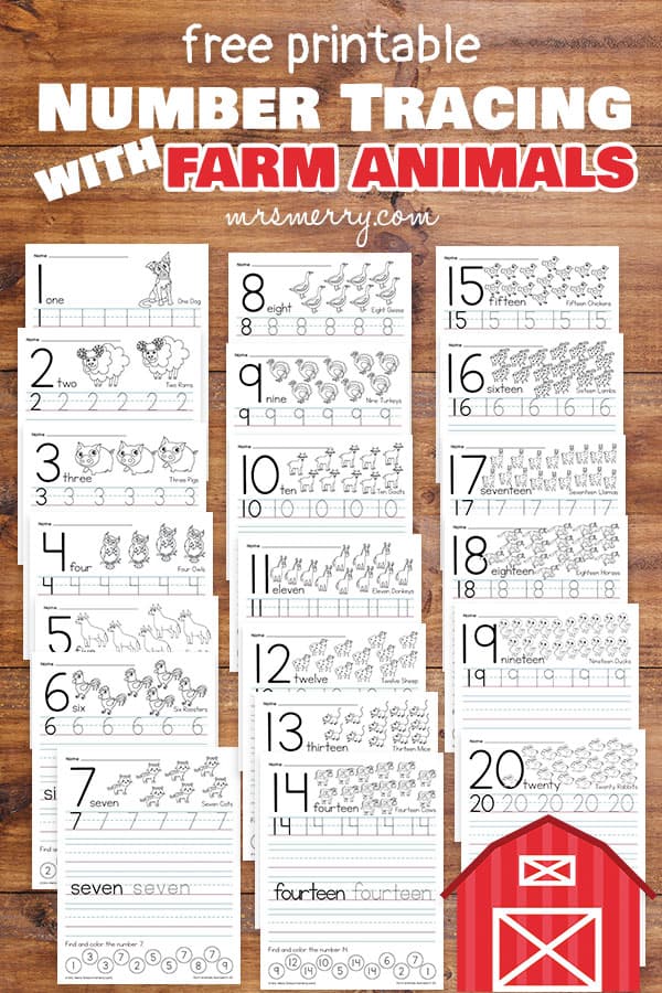 tracing numbers worksheets 1-20