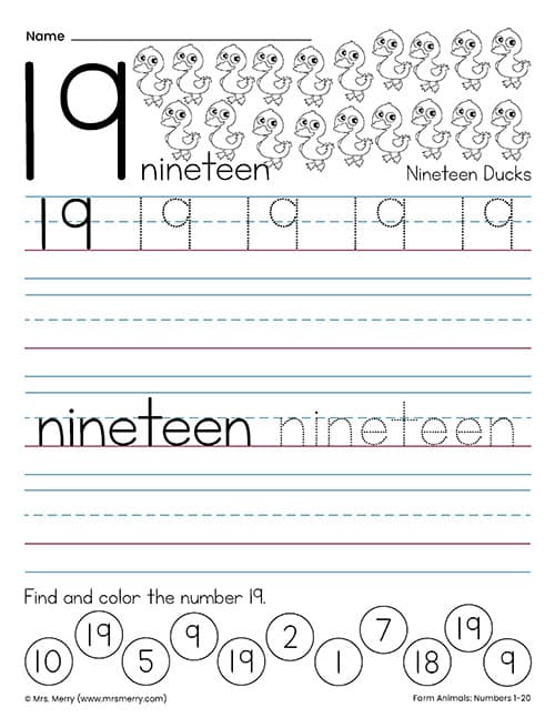 free tracing numbers worksheets 1 20 with farm animals mrs merry