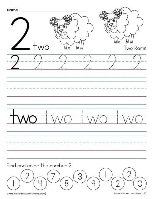 free tracing numbers worksheets 1 20 with farm animals mrs merry