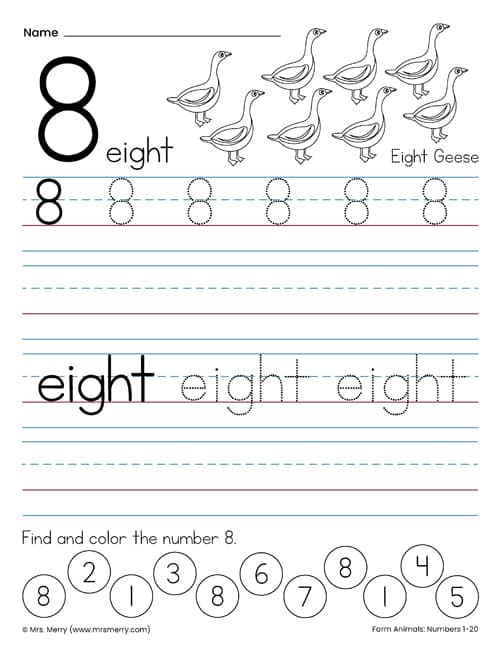 tracing the number 8 printable