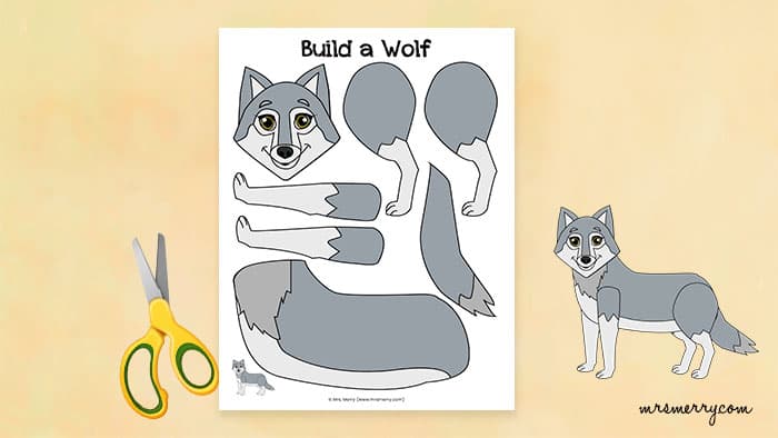 cut out the wolf craft with scissors