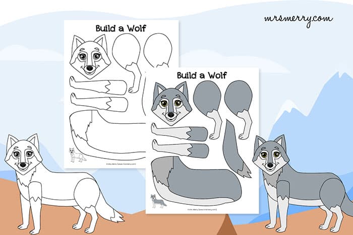 wolf printable craft for kids
