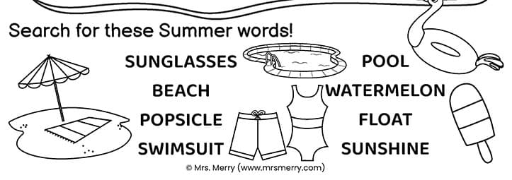 word bank summer words puzzle