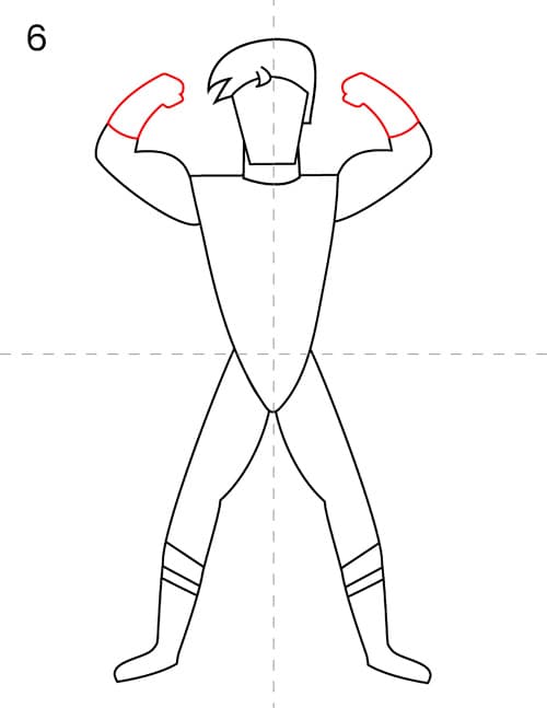step 6 draw superhero forearms