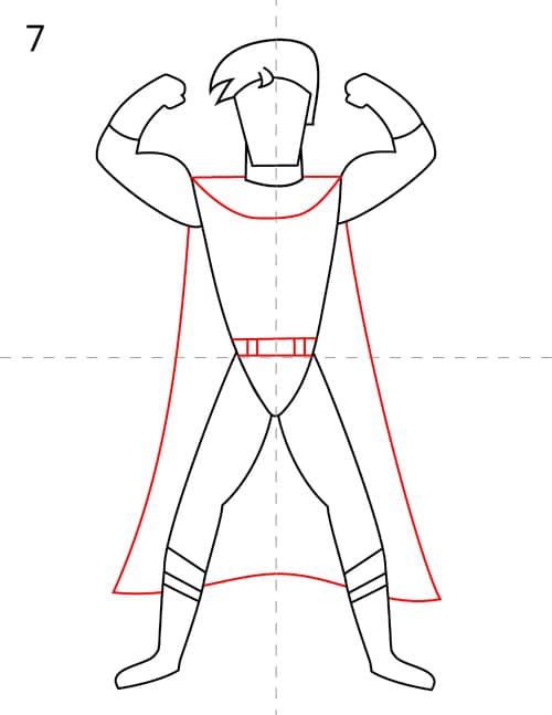 step 7 draw superhero cape