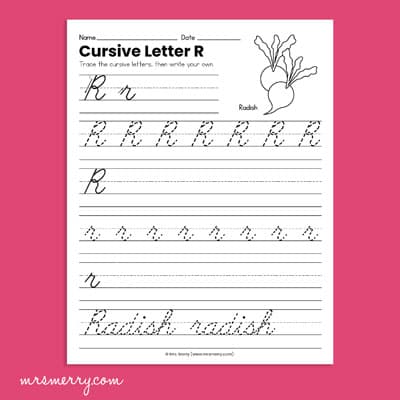 cursive alphabet letter r