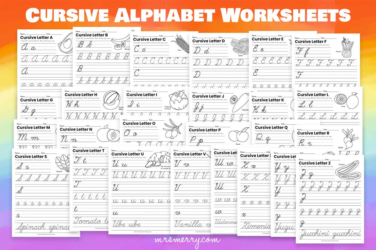 cursive alphabet worksheets printable