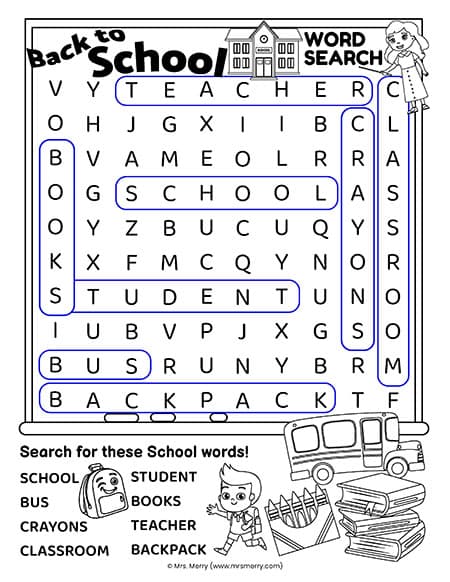 answer sheet for back to school puzzle