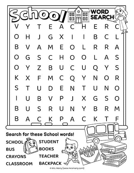school word search puzzle