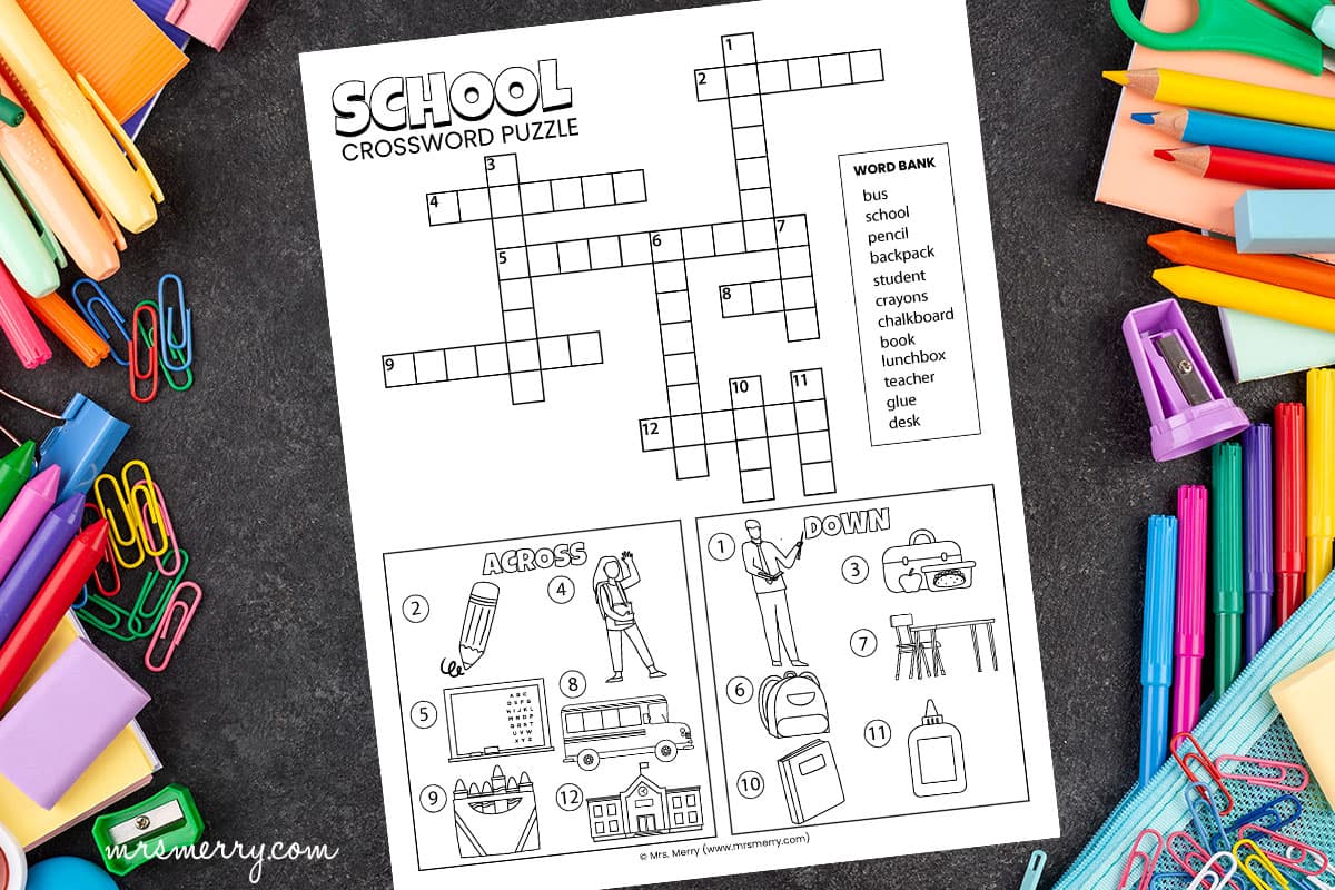 back to school crossword puzzle