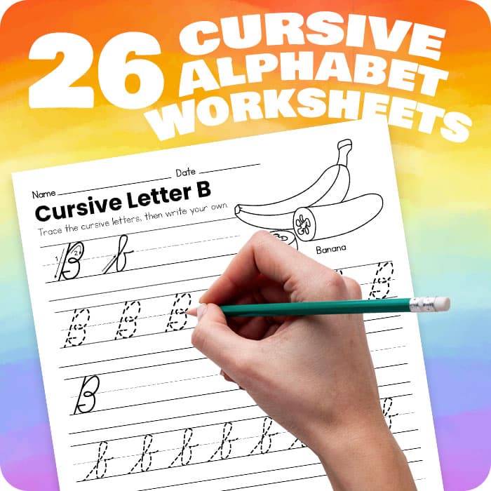 26 cursive word worksheets