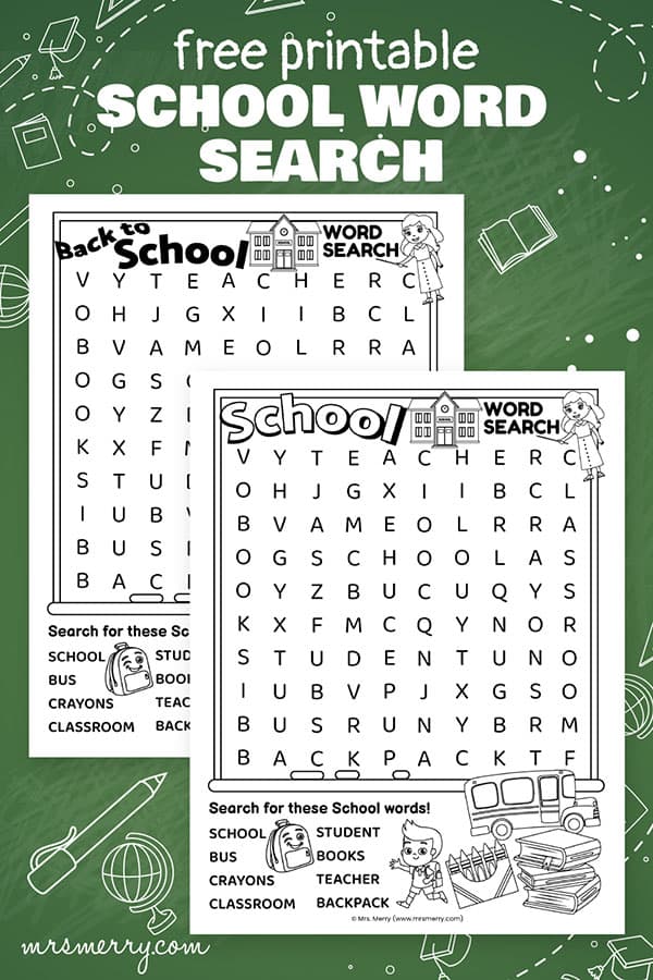 school word search for young kids