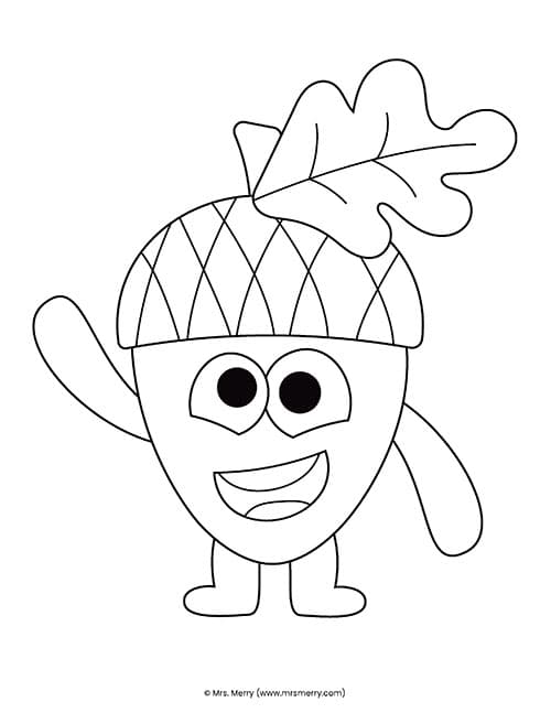 free acorn coloring page printable