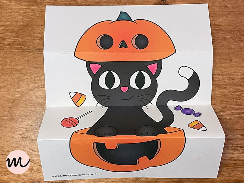 surprise cat inside pumpkin craft