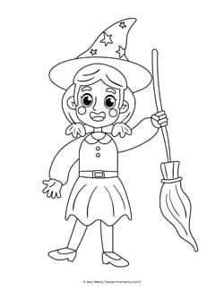 halloween witch with broom