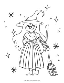 witch broom coloring page