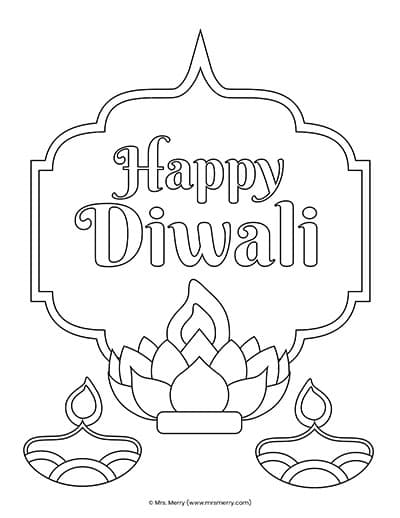 happy diwali printable coloring page