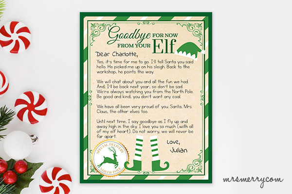 elf on the shelf goodbye letter