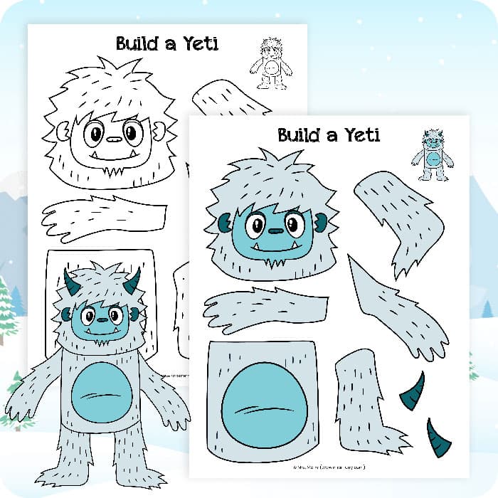 free yeti printable build a craft for kids