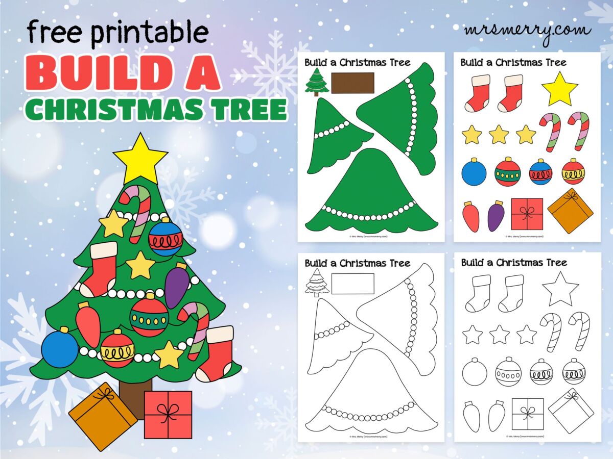 christmas tree printable cut paste activity