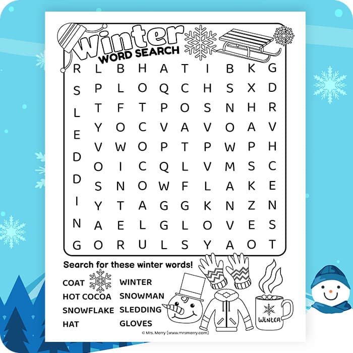 winter word game printable