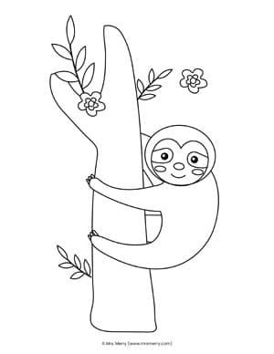 sloth climbing tree printable
